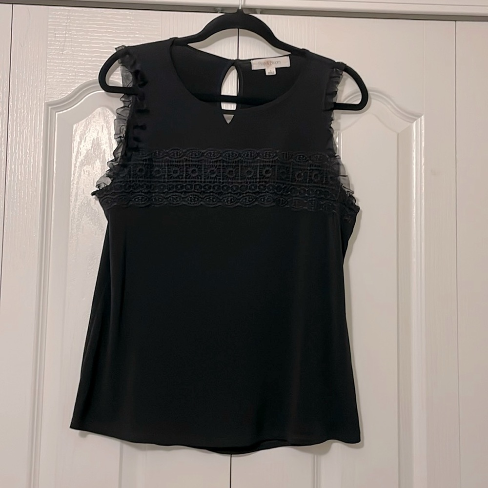 Ladies Rise & Bloom Black Sleeveless Slinky Top, Size Large